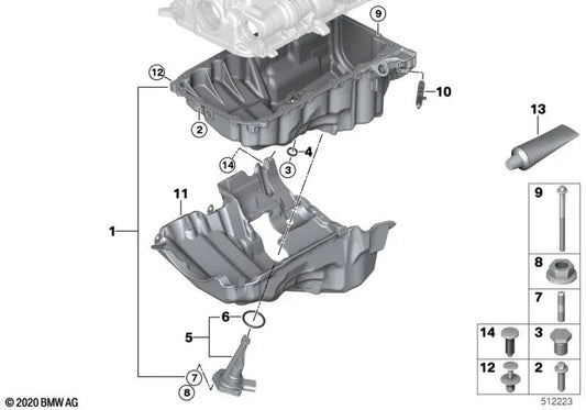 Akustisches Cover für die BMW 5 G30 -Serie, G31, G38, 6 G32 -Serie, 7 G11 -Serie, G12 (OEM 11148571544). Original BMW