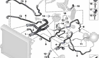 Tubo de retorno del radiador de aceite de la caja de cambios OEM 17127535535 para BMW X3 {G01, G01N, G08} y X4 {G02}. Original BMW.