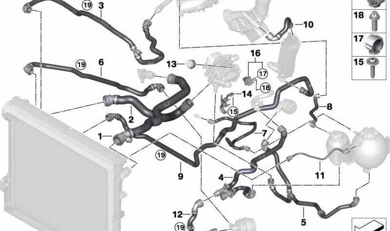 Manguera del depósito de expansión OEM 17127535536 para BMW X3 G01 y X4 G02 (todos los modelos compatibles). Original BMW.