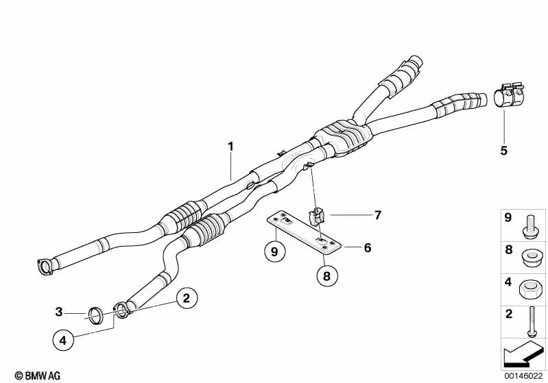 Verbindungsträger per BMW E60, E61N, E63, E64 (OEM 18307836970). BMW originale
