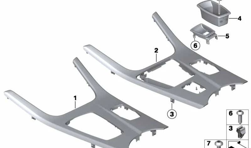 Décoration Embels Console centrale pour BMW F25, F26 (OEM 51169184481). BMW d'origine