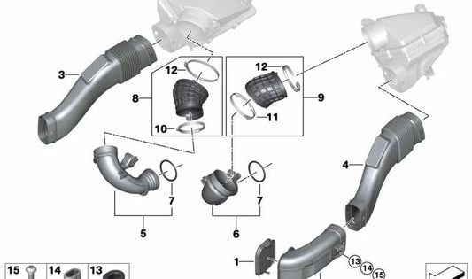 Conducto de aire limpio OEM 13718091476 para BMW X5 M (F95) y X6 M Competition (F96) con motor S63. Original BMW.