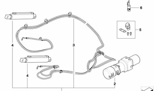 Cilindro hidráulico de la capota OEM 54347162767 para MINI Cabrio R52, R57, R57 LCI. Original MINI.