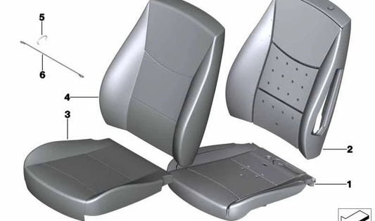 Left Leather Backrest Base Cover for BMW F25, F26 (OEM 52107255663). Original BMW.