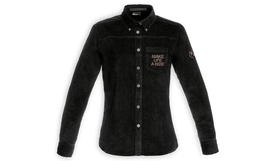 Camisa de pana negra talla XL "Make Life a Ride" OEM 76652473518 para BMW. Original BMW Motorrad.