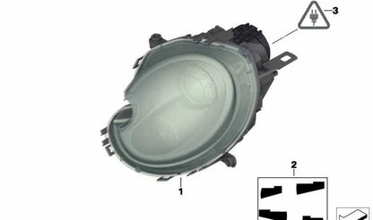 Faro delantero izquierdo con intermitente blanco OEM 63122751875 para MINI R55, R56, R57, R58, R59. Original MINI.