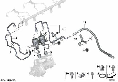 Tubería de alta presión para BMW Serie 2 F87N, Serie 3 F80, F80N, Serie 4 F82, F83 (OEM 13537848562). Original BMW