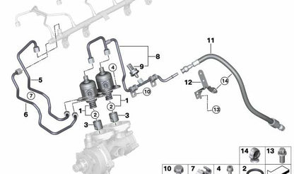 OEM -Kraftstoffrohr 13537629640 für BMW F20, F21, F22, F23, F87, F30, F31, F34, F35, F80, F32, F33, F36, F82, F83. Original BMW.