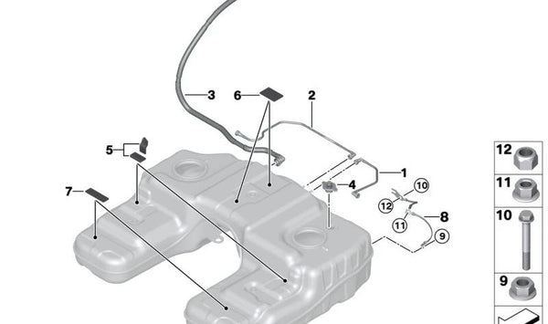 Tira amortiguadora OEM 16117250659 para BMW F25, F15, E72, F16. Original BMW.