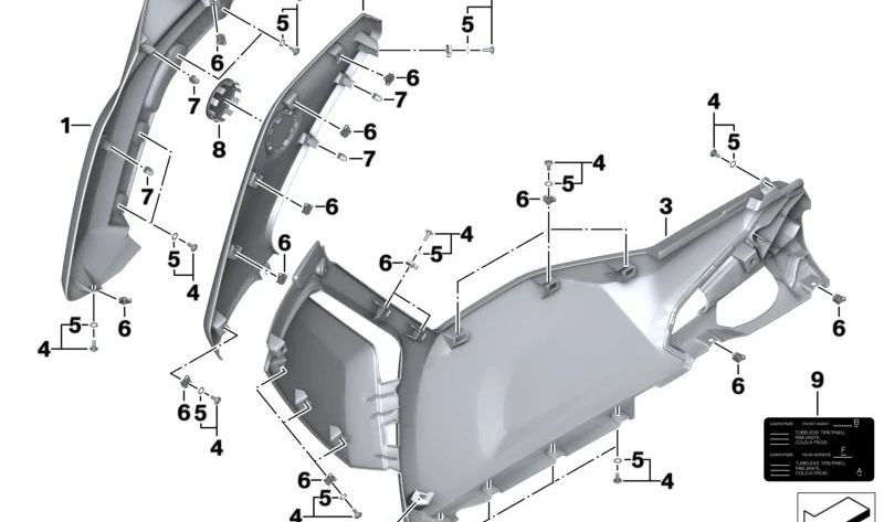 Pieza lateral del carenado superior izquierdo OEM 46638546089 para BMW Motorrad C evolution (K17). Original BMW Motorrad.