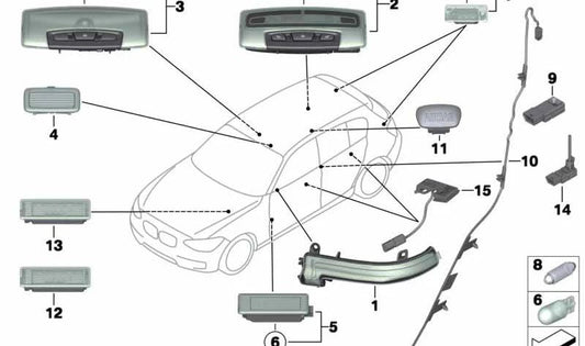 Lumière des pieds pour la série BMW 1 F20, F21 (OEM 63319257001). BMW d'origine