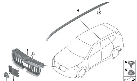 Front Embels OEM 51135A0BB84 for BMW X1 (U11, U12). Original BMW.