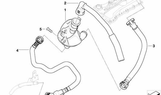 Tubo de retorno de aceite OEM 11157533346 para BMW E87, E90, E91, E85. Compatible con sistemas de ventilación del cárter. Original BMW.