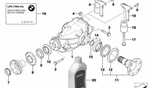 Amortiguador de vibraciones con soporte OEM 33107513896 para BMW E46. Original BMW.
