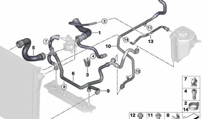 Manguera del refrigerante OEM 17127537109 para BMW E70 (X5). Pieza original BMW.