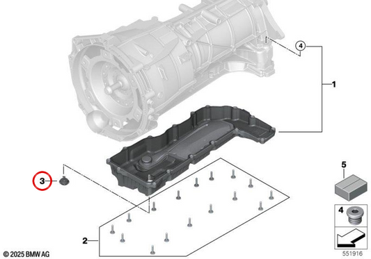 OEM 24005A67381 Öl Carter leere Schraube für BMW X5 F95, X6 F96, XM G09. Originaler BMW -Ersatz.