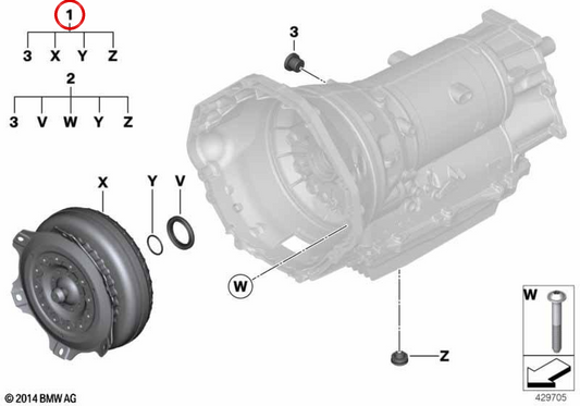 Kit de reparación convertidor de par OEM 24008098299 para BMW G80, G82, F97, F98. Original BMW.