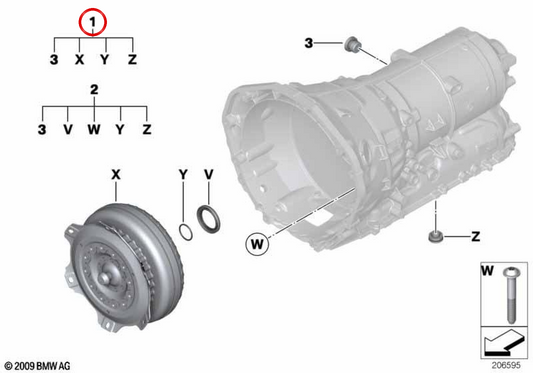 Kit de reparo do conversor de torque OEM 24008743422 para BMW G42, G20, G21, G28, G22, G23, G26, G30, G31, G38, G01, G08, G02. BMW genuíno.