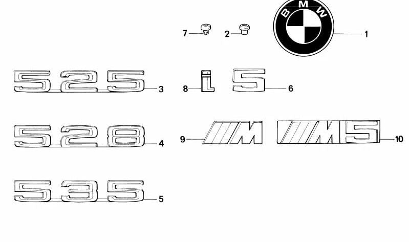 OEM adhesive emblem 51141917917 for BMW E28. Original BMW.