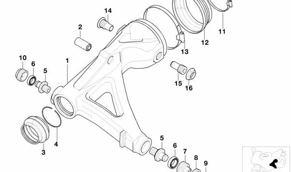 Anillo roscado izquierdo OEM 33172332151 para motos BMW K1200 GT, K1200 RS, K1200 LT... y más. Original BMW Motorrad.