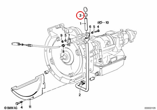 Varilla de medición de aceite OEM 24111205817 para BMW E12, E24. Original BMW.