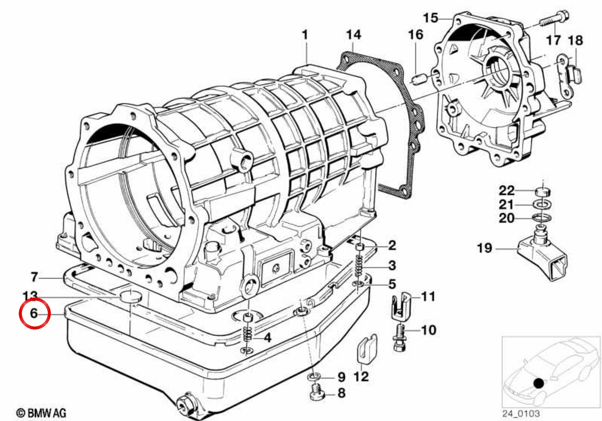 Cárter de aceite OEM 24111215935 para BMW E30, E28, E34, E24, E23, E32. Original BMW.