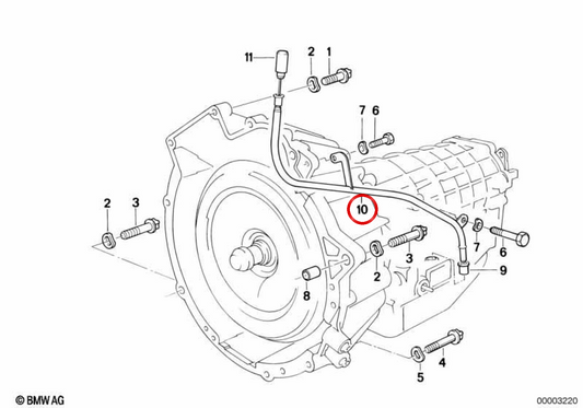 Tube de remplissage d'huile OEM 24111218793 pour BMW E36, E34. BMW d'origine.