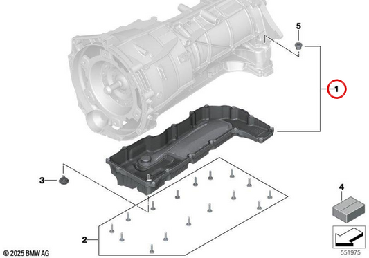Case di petrolio con filtro per cambio automatico OEM 24115A13223 per BMW G20, G21, G22, G23, G26, G60, G70, G45, G05, G18, G06, G07. BMW originale.