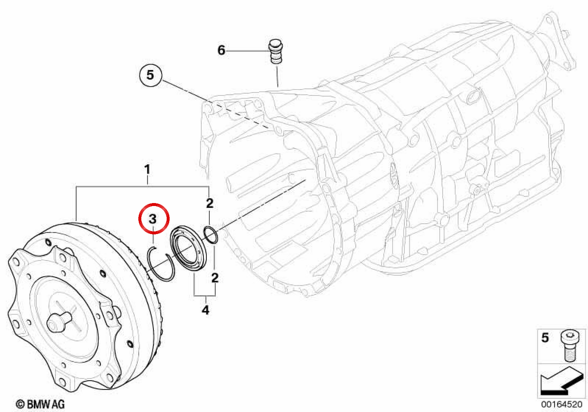 Anello di ritenzione OEM 24127572599 per BMW E81, E82, E87, E88, E90, E91, E92, E93, E84, E83. BMW originale.
