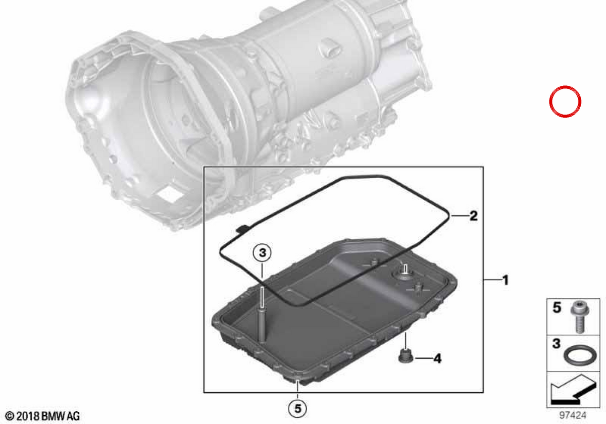 Kit de filtro e óleo de caixa de câmbio automática OEM 24152333903 para BMW E90, E91, E92, E93, E60, E61, E63, E64, E65, E66, F01, F02, E83, E70, E71. BMW genuíno.