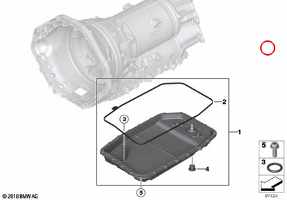 Kit de filtro e óleo de caixa de câmbio automática OEM 24152333903 para BMW E90, E91, E92, E93, E60, E61, E63, E64, E65, E66, F01, F02, E83, E70, E71. BMW genuíno.