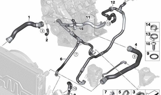 Oberer Kühlerschlauch für BMW E87, E90, E91 (OEM 17127805458). Original BMW