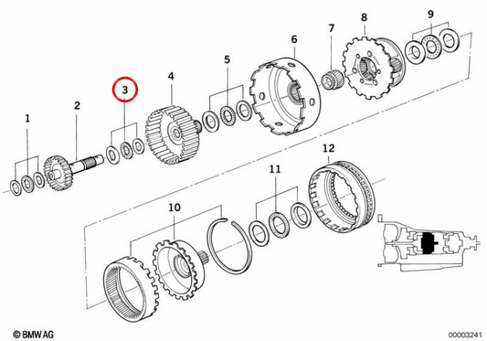 Rolamento de eixo OEM 24221219496 para BMW E36, E34, E39, E32, E38. BMW genuíno.