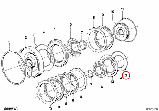 O-ring OEM 24231218761 per BMW E21, E30, E12, E28, E34, E24, E23, E32, E31. BMW originale.