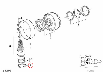 Anillo elástico OEM 24231219515 para BMW E36, E34, E39, E32, E38. Original BMW.
