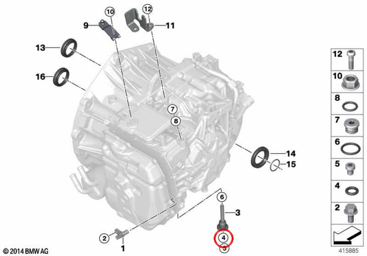 O-Ring for BMW 1 Series F52, 2 Series F45, F46, i I12, I15, X1 F48, X2 F39, MINI F54, F56, F60 (OEM 24278627907). Genuine BMW