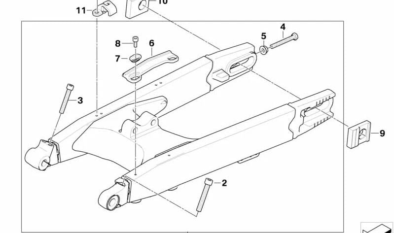 Guía de cadena OEM 27727701615 para moto BMW G 450 X (K16, 2007–2010). Original BMW Motorrad.