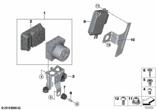 Hydrocijo DSC per BMW Series 2 G42, Series 3 G20, G20N, G21, G21N, G28N, 4 G22 Series, G23, G26 (OEM 34505A6DC46). BMW originale