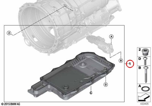 Juego de reparación junta tórica bomba de aceite OEM 24348632193 para BMW F30, F31, G20, G21, F18, G30, G31, G38, G11, G12, G01, F15, G05. Original BMW.