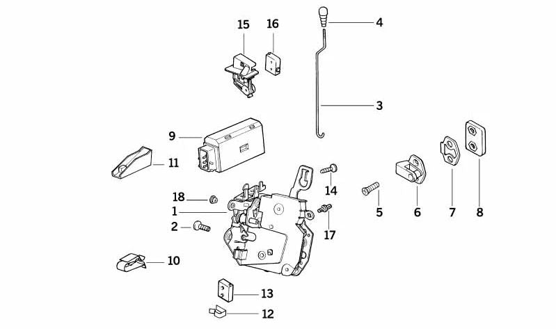 OEM right front door closure 51218397108 for BMW Z3 E36 (all models: 1.8, 1.9, 2.0, 2.2, 2.8). Original BMW.