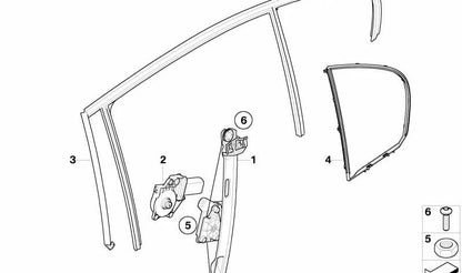 Alzacristales trasero derecho OEM 51357140590 para BMW Serie 3 E90, E90 LCI, E91, E91 LCI. Original BMW.
