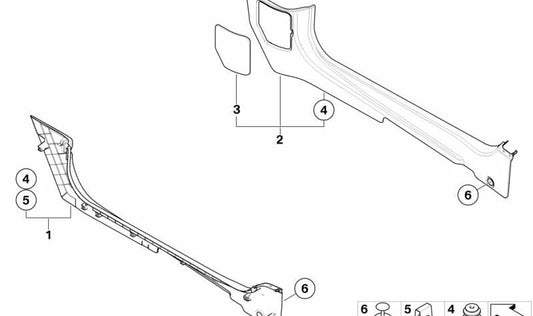 Revestimiento lateral inferior delantero derecho OEM 51432753368 para MINI R56, R56 LCI. Original MINI.