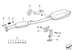 Zusätzlicher Schalldämpfer für BMW E36. Original-Ersatzteile