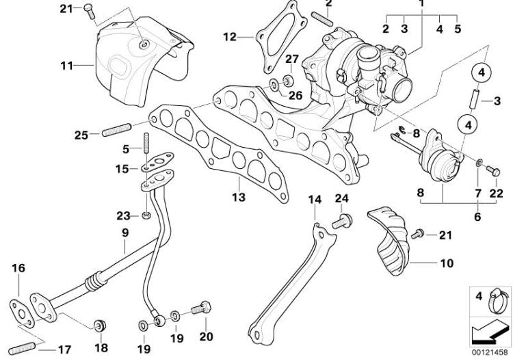 Chapa calorífuga turbocompresor OEM 11657791074 para MINI R50 One D (03/2003 - 11/2006). Original MINI.