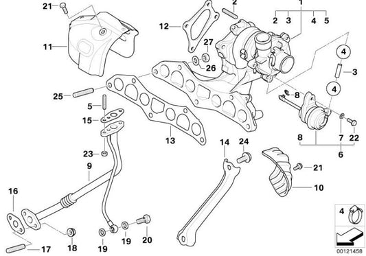 Chapa calorífuga turbocompresor OEM 11657791074 para MINI R50 One D (03/2003 - 11/2006). Original MINI.