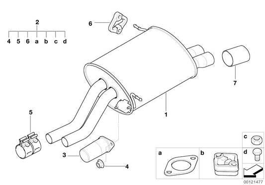 Conector de escape Ø45 mm (manguito unión tubos) OEM 18307536423 para BMW E30, E36, E28, E34, Z3 y MINI R50, R52, R53, R55. Ideal para reparar tramos del escape sin soldaduras. Original BMW y MINI.