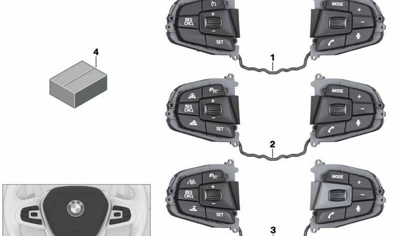 Módulo de botones para volante multifunción OEM 61319388739 para BMW G11, G12. Original BMW.