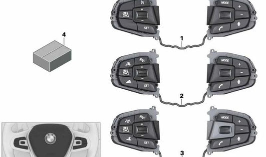 Interruptor de volante multifunción OEM 61319388735 para BMW G11, G12. Compatible con modelos 750i, 750Li, 740Li, 740e, M760i xDrive. Original BMW.
