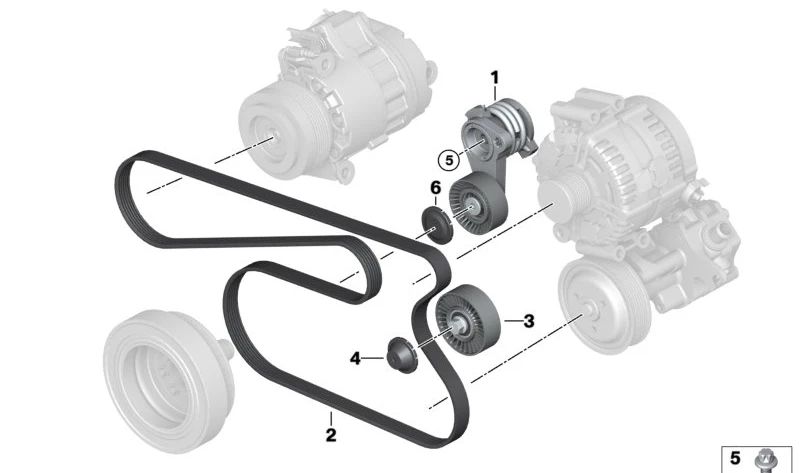 Correa auxiliar (Keilrippenriemen) OEM 11287628658 para BMW F10, F11, F01, F02, F25. Original BMW.