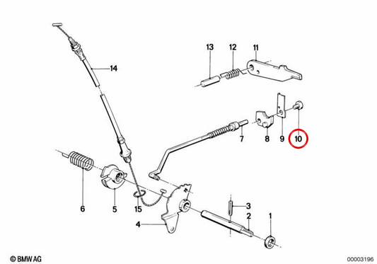 OEM cylindrical screw 24531215476 for BMW E30, E36, E46, E28, E34, E39, E24, E23, E32, E38, E31, E53, E85. Original BMW.